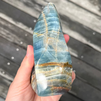 Blue Onyx Large Flame Crystal - Calm, Peace, Grounding