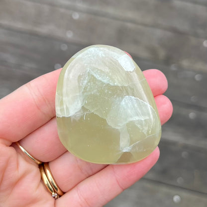 Prehnite Palm Stone Crystal - Protection, Emotional Healing