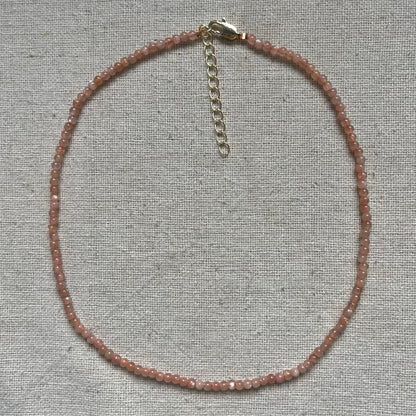 Sunstone 3mm Beaded Necklace - Joy
