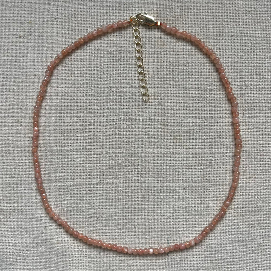 Sunstone 3mm Beaded Necklace - Joy