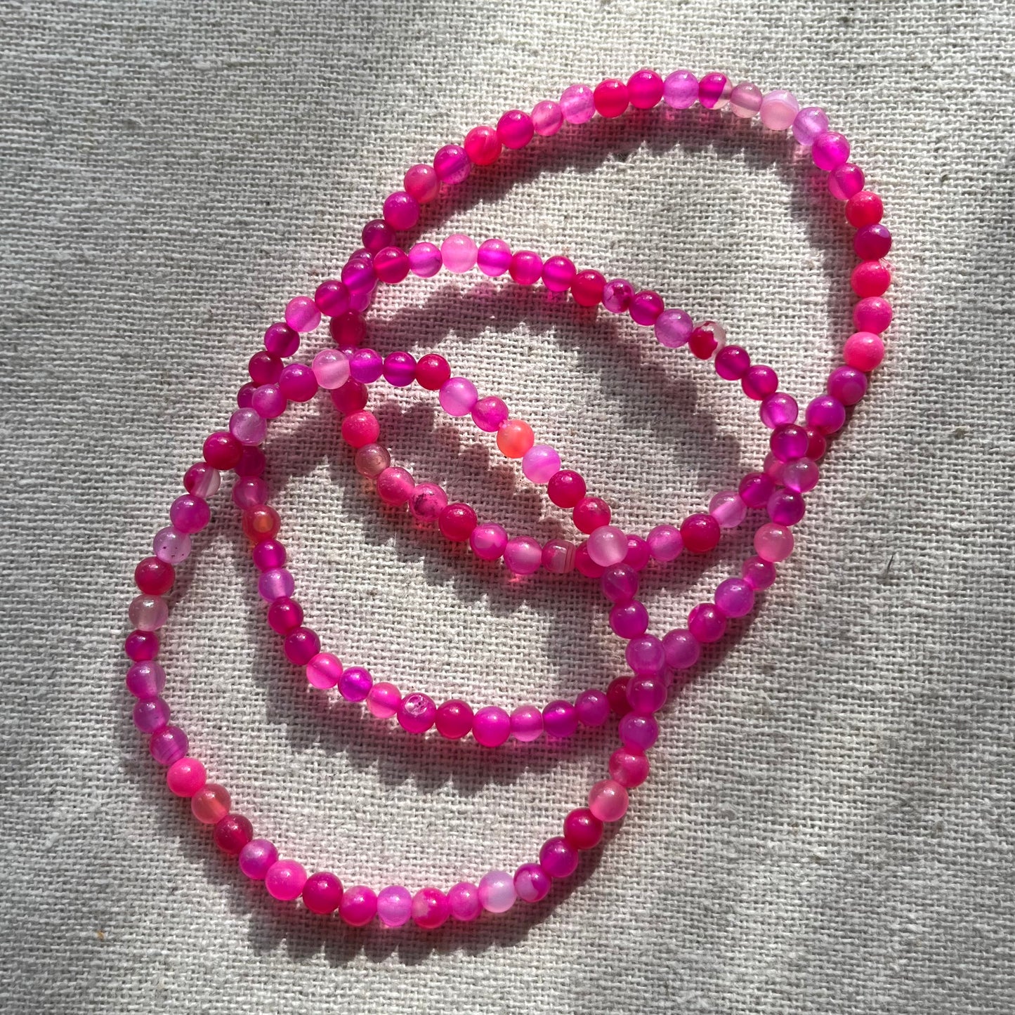 Pink Agate 4mm Beaded Bracelet - Nurturing