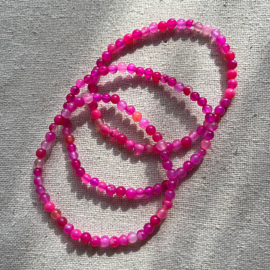 Pink Agate 4mm Beaded Bracelet - Nurturing