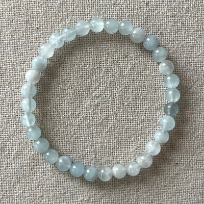 Aquamarine 6mm Beaded Bracelet - Calm