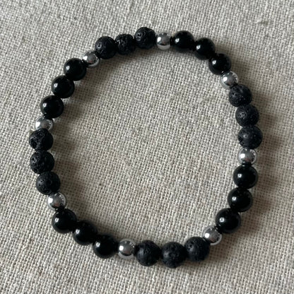 Courage Bracelet - Obsidian, Lava Stone, Hematite