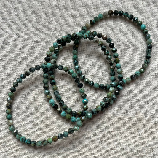 African Turquoise 4mm Facet Beaded Bracelet - Prosperity