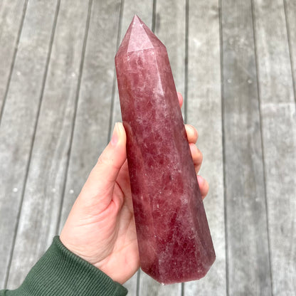 Strawberry Quartz Large Tower Crystal - Loving, Joyful, Uplifting
