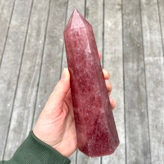 Strawberry Quartz Large Tower Crystal - Loving, Joyful, Uplifting