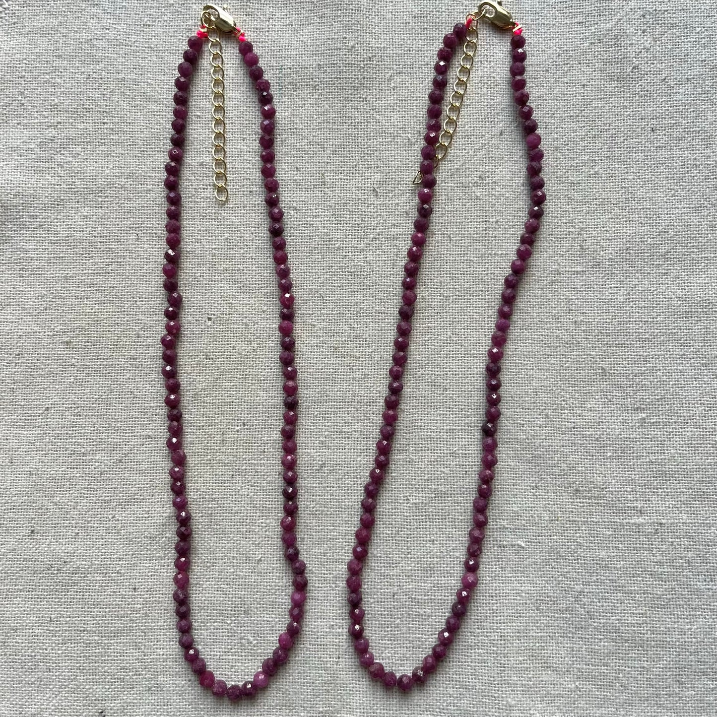 Ruby 4mm Facet Beaded Necklace - Passion