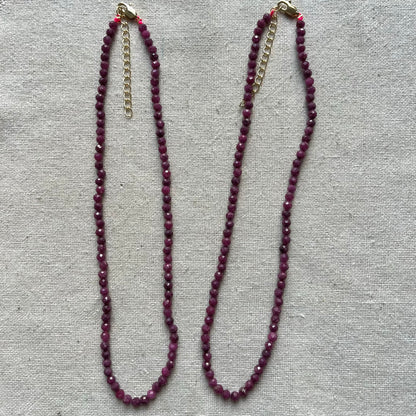 Ruby 4mm Facet Beaded Necklace - Passion