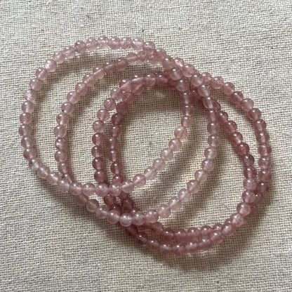 Strawberry Quartz 4mm Beaded Bracelet - Joy