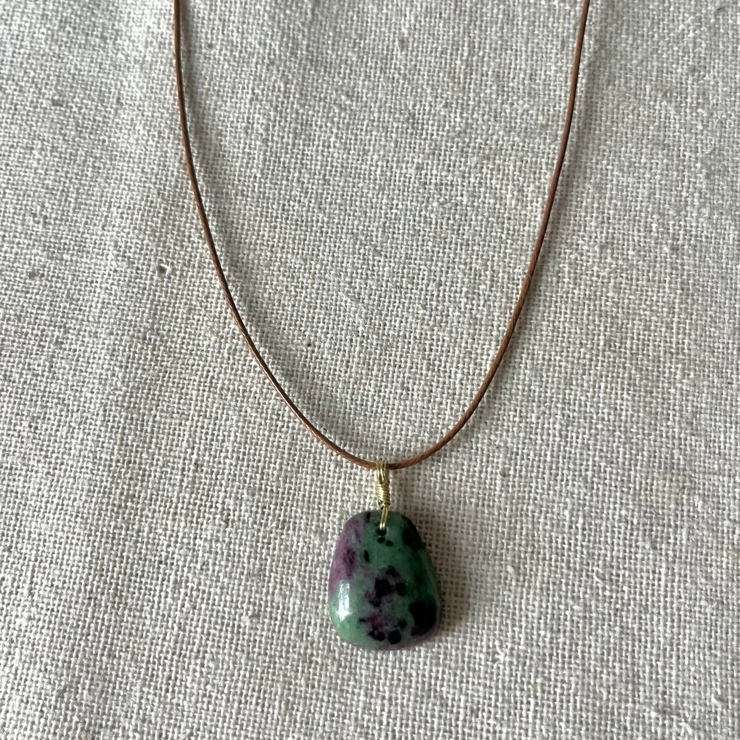 Ruby Zoisite Cabochon Pendant - ONE OF A KIND
