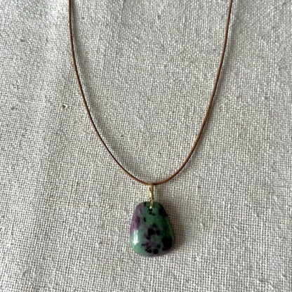 Ruby Zoisite Cabochon Pendant - ONE OF A KIND