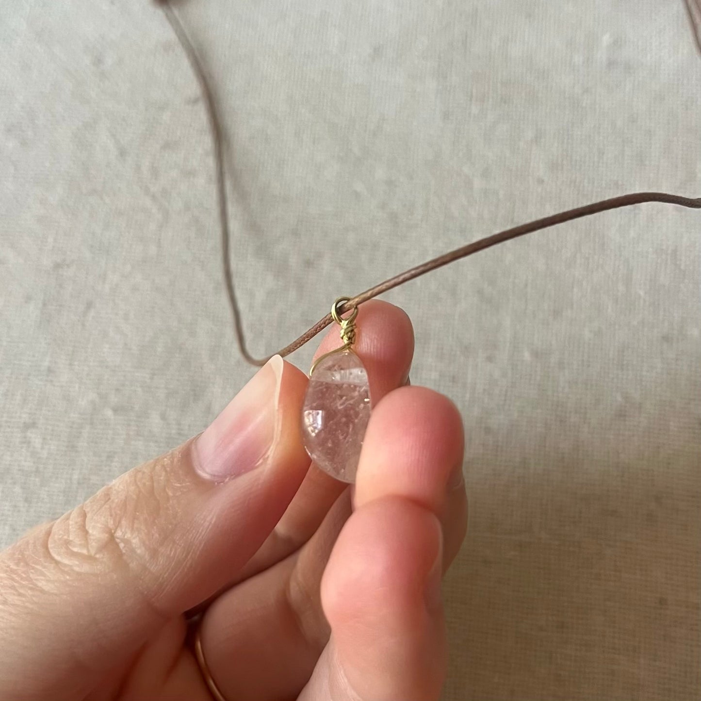 Clear Quartz Cabochon Pendant - ONE OF A KIND