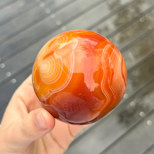 Carnelian Medium Sphere Crystal - Confidence, Motivation