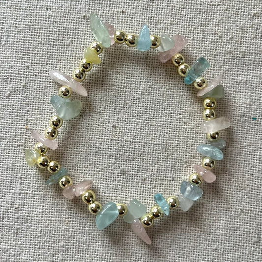 Pretty Protection Bracelet - Morganite & Gold Hematite