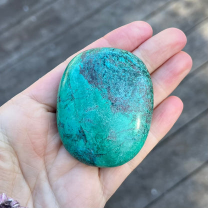 Malachite Chrysocolla Palm Stone Crystal - Positivity, Transformation