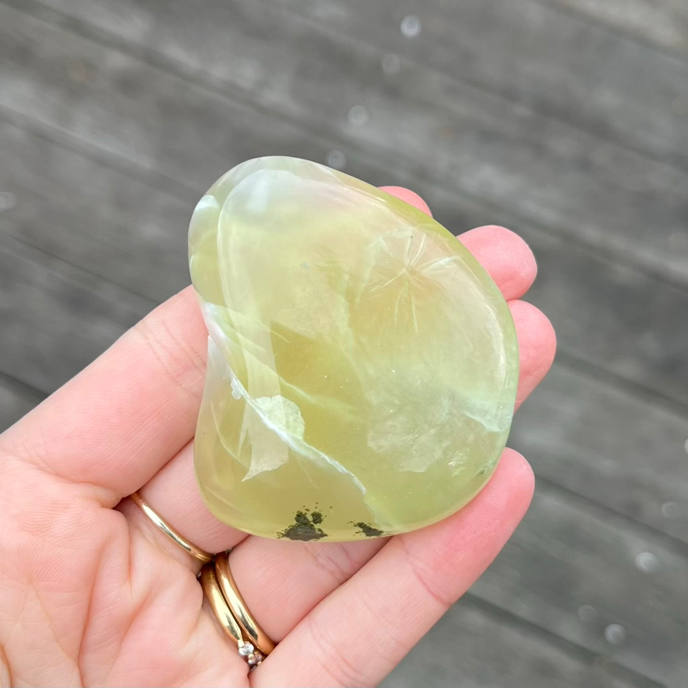Prehnite Palm Stone Crystal - Protection, Emotional Healing