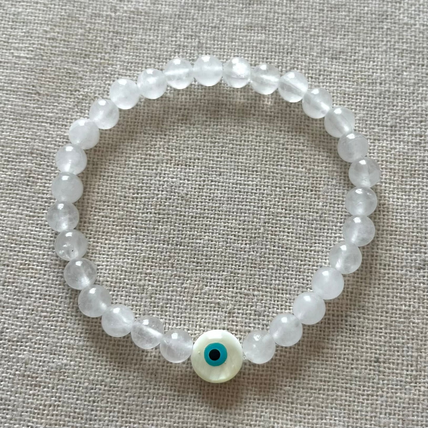 Aegean Evil Eye Protection Bracelet - White Jade