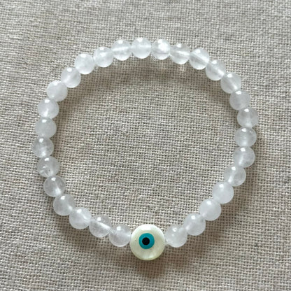 Aegean Evil Eye Protection Bracelet - White Jade