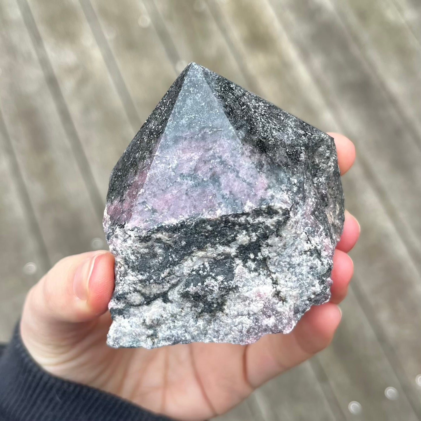 Black Vein Rhodonite Raw Point Crystal - Compassion, Love