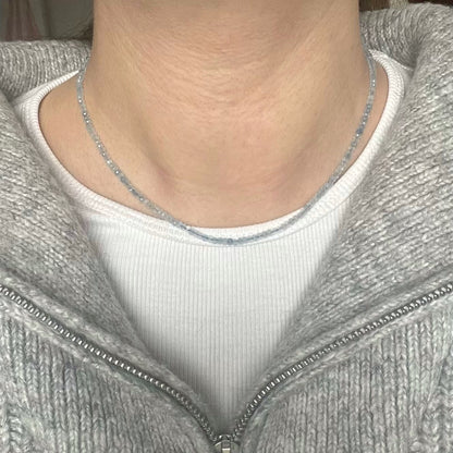 Aquamarine 3mm Facet Beaded Necklace - Calm