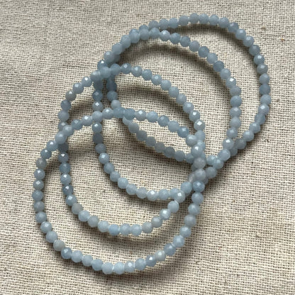 Angelite 4mm Facet Beaded Bracelet - Peaceful