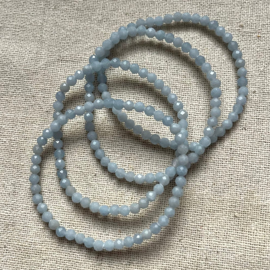 Angelite 4mm Facet Beaded Bracelet - Peaceful