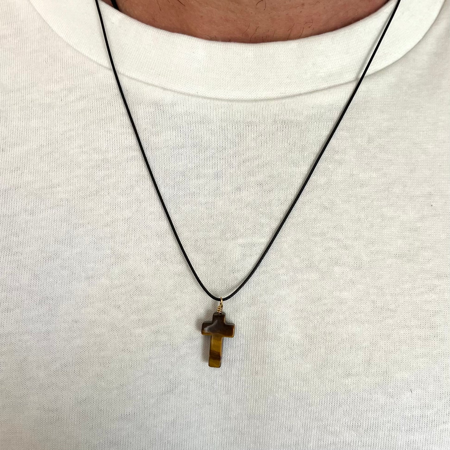 Faith & Protection Cross Pendant - Tiger Eye
