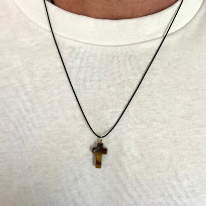 Faith & Protection Cross Pendant - Tiger Eye