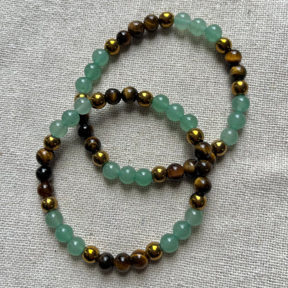 Abundant Energy Bracelet - Green Aventurine, Tiger Eye & Gold Hematite