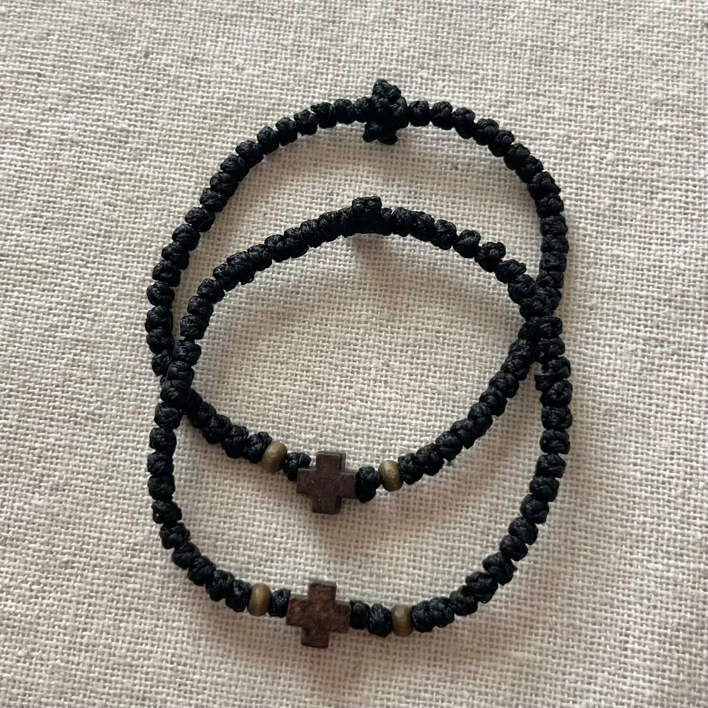 Komboskini Wooden Cross Bracelet - Black