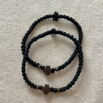 Komboskini Wooden Cross Bracelet - Black