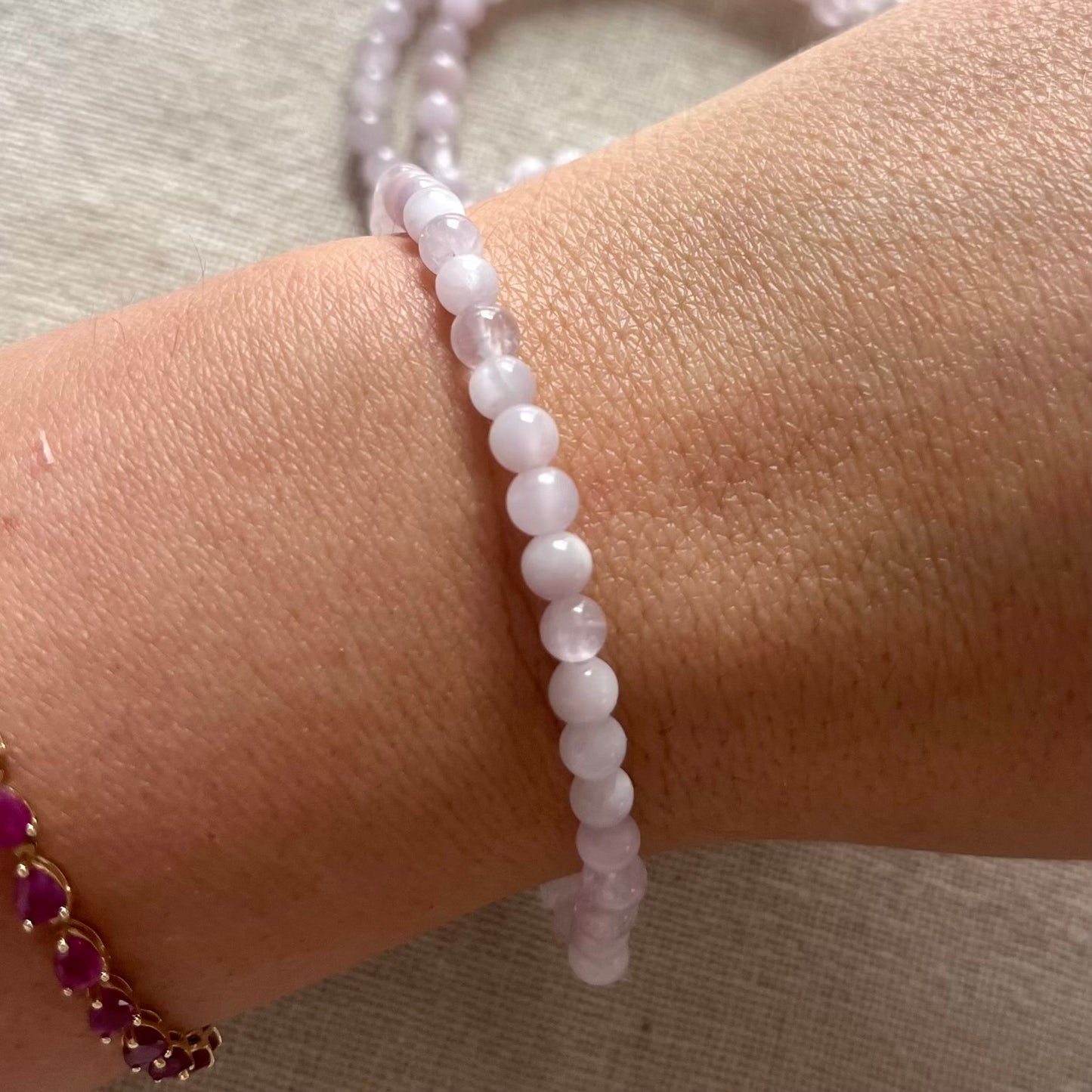 Kunzite 4mm Beaded Bracelet - Emotional Healing