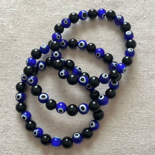 Armour Evil Eye Bracelet - Obsidian