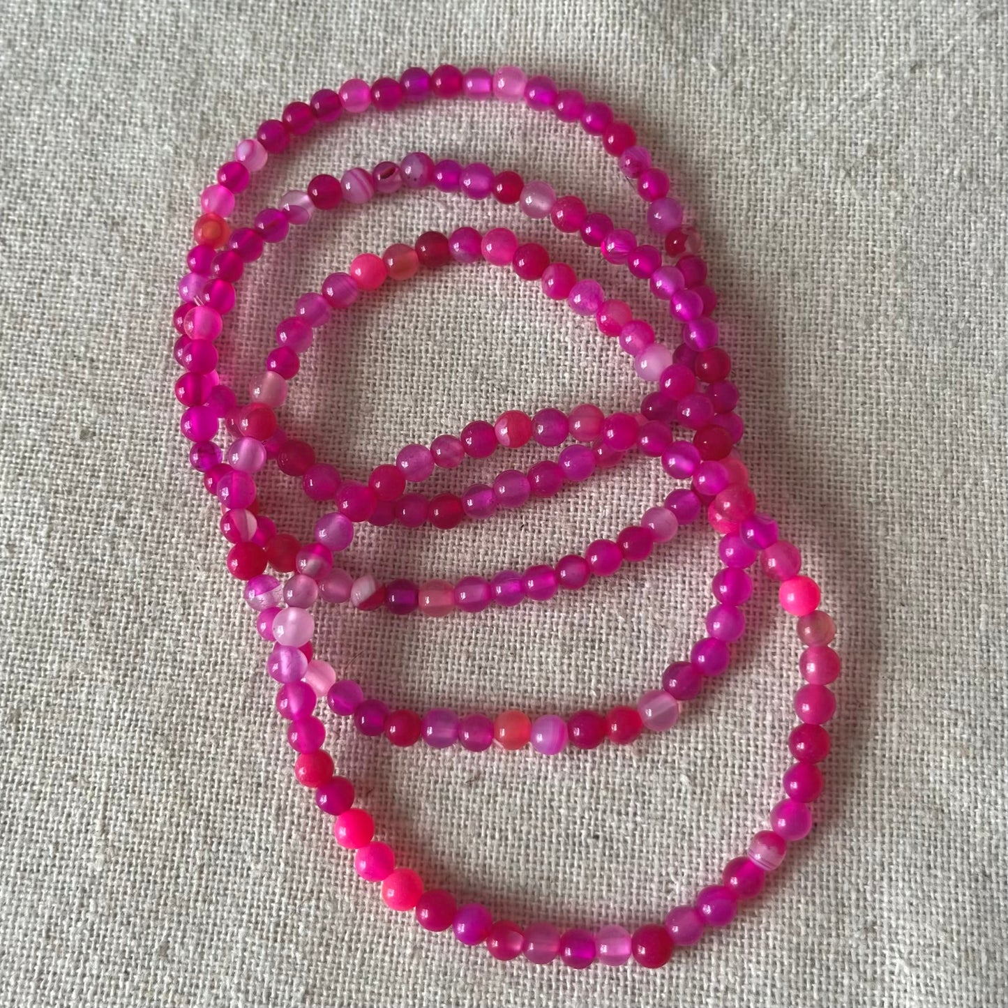 Pink Agate 4mm Beaded Bracelet - Nurturing