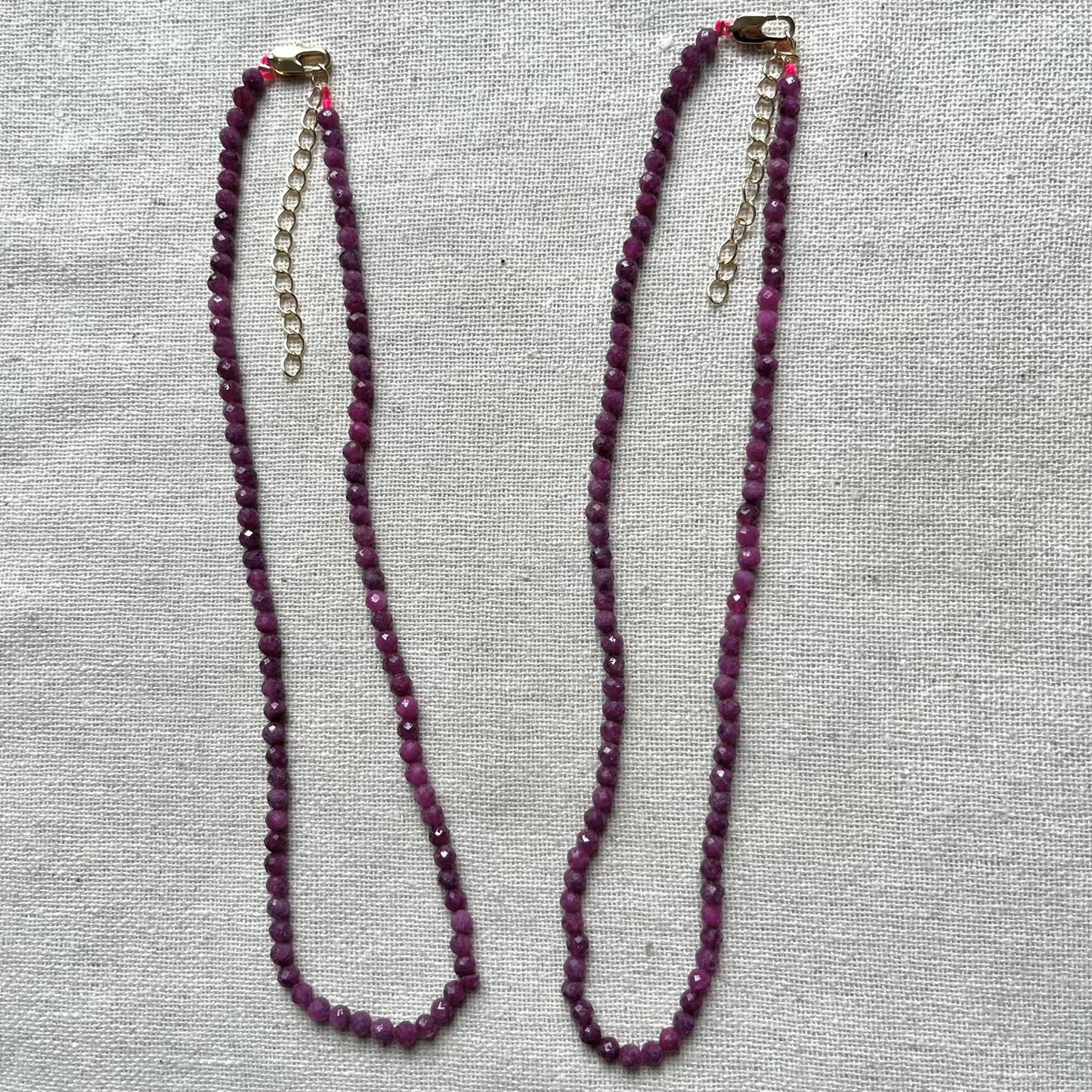 Ruby 4mm Facet Beaded Necklace - Passion