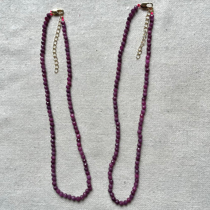 Ruby 4mm Facet Beaded Necklace - Passion