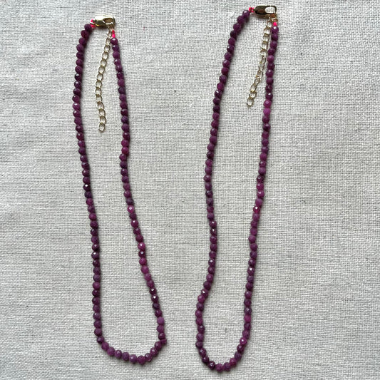 Ruby 4mm Facet Beaded Necklace - Passion
