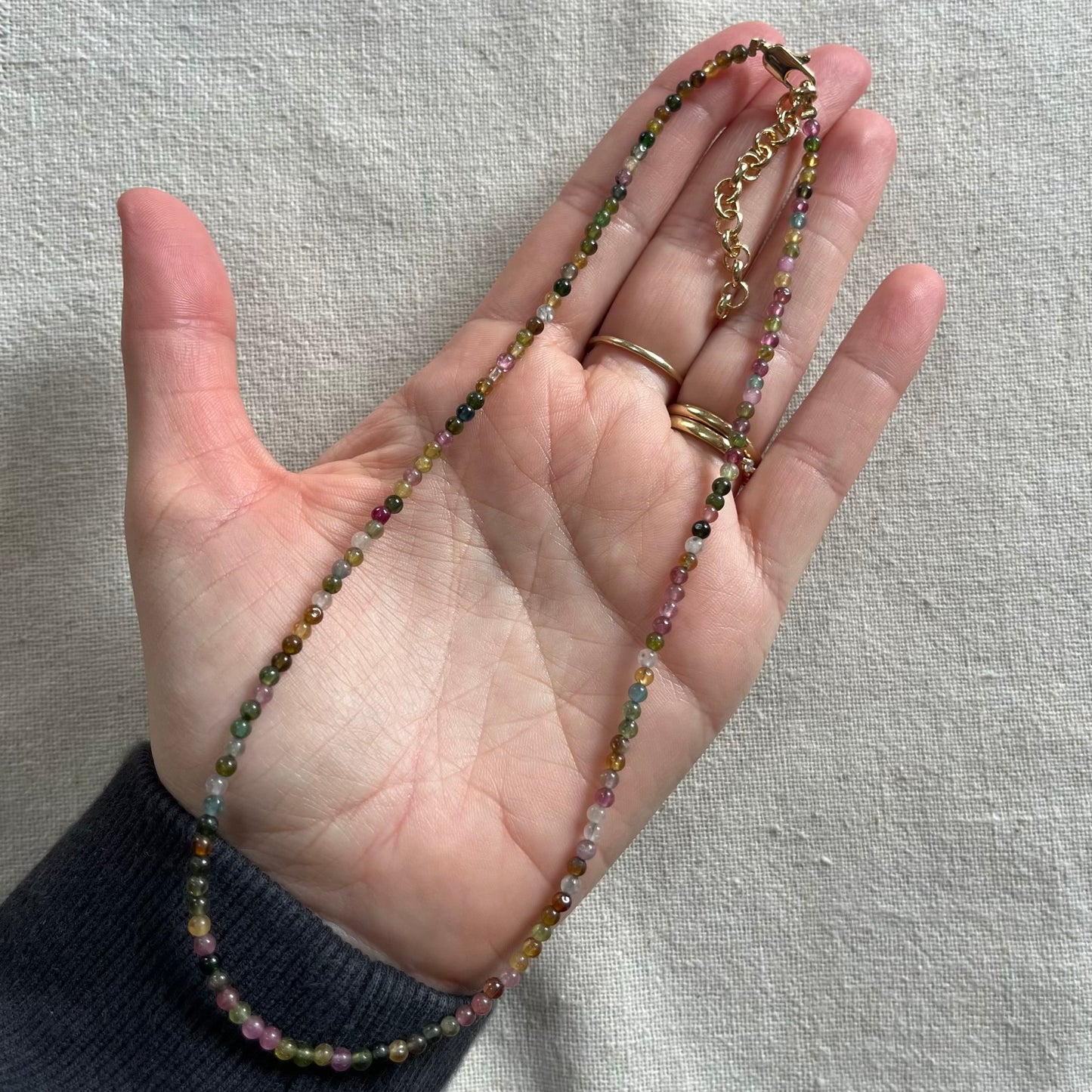 Rainbow Tourmaline 3mm Beaded Necklace - Alignment