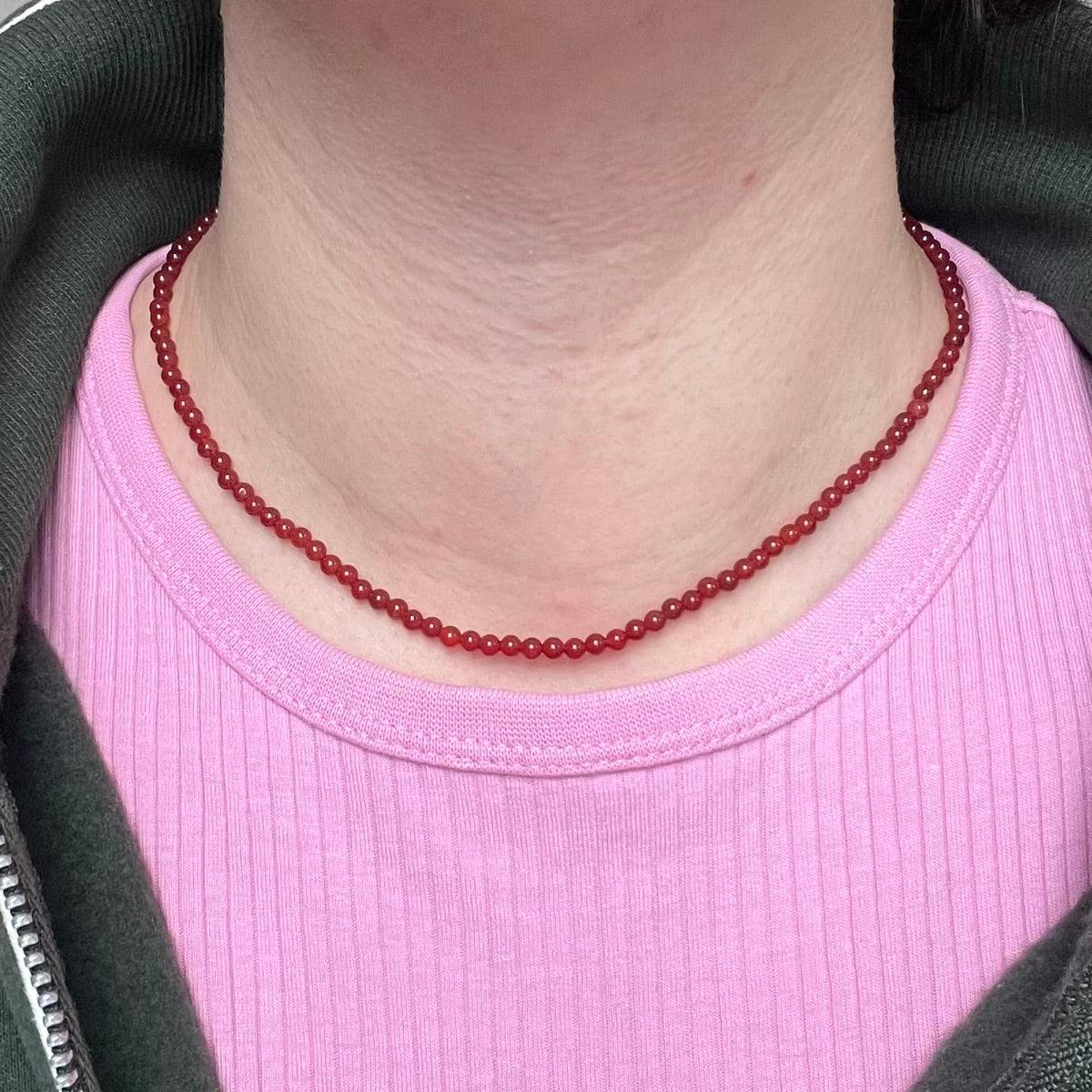 Carnelian 3mm Beaded Necklace - Vitality