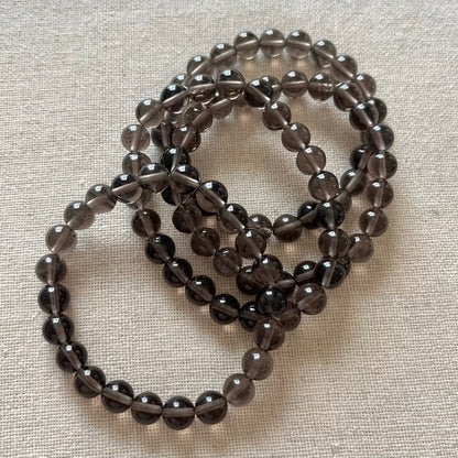 Smoky Quartz 8mm Beaded Bracelet - Grounding