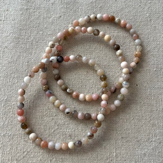 Pink Opal 4mm Beaded Bracelet - Emotional Healing