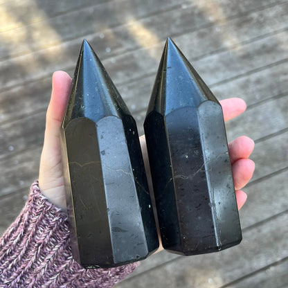 Black Tourmaline Large Point Crystal - Protection