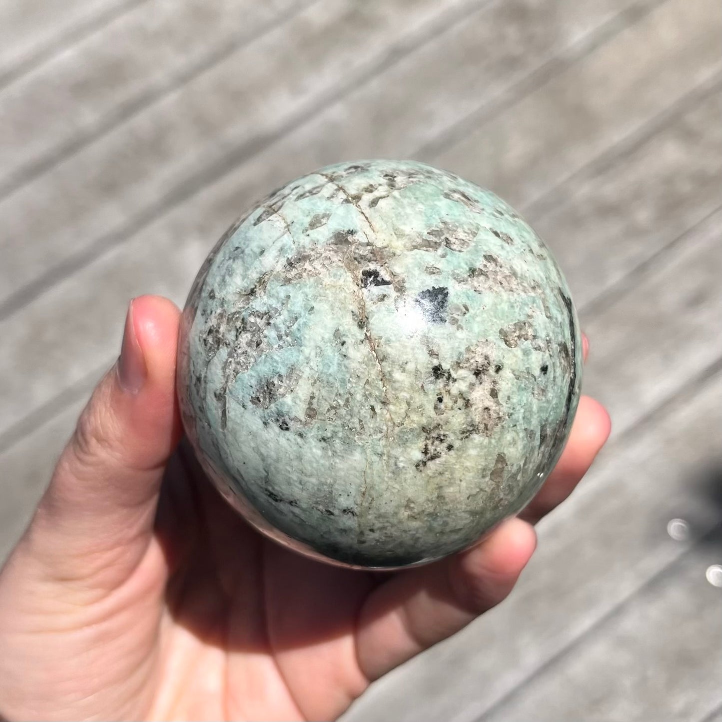 Amazonite Large Sphere Crystal - Calming, Balance, Empowering