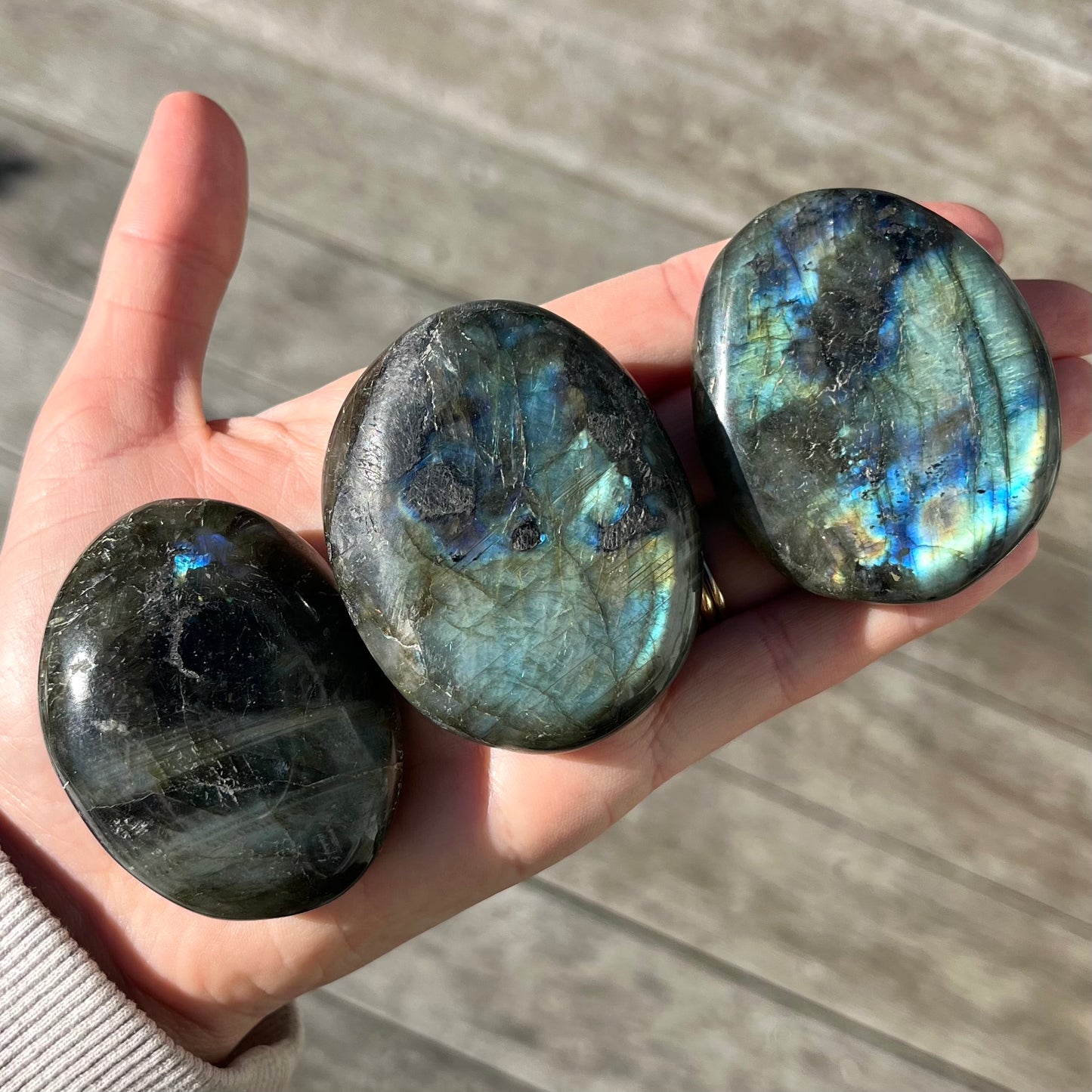 Labradorite Palm Stone Crystal - Protective, Mystical, Transformative