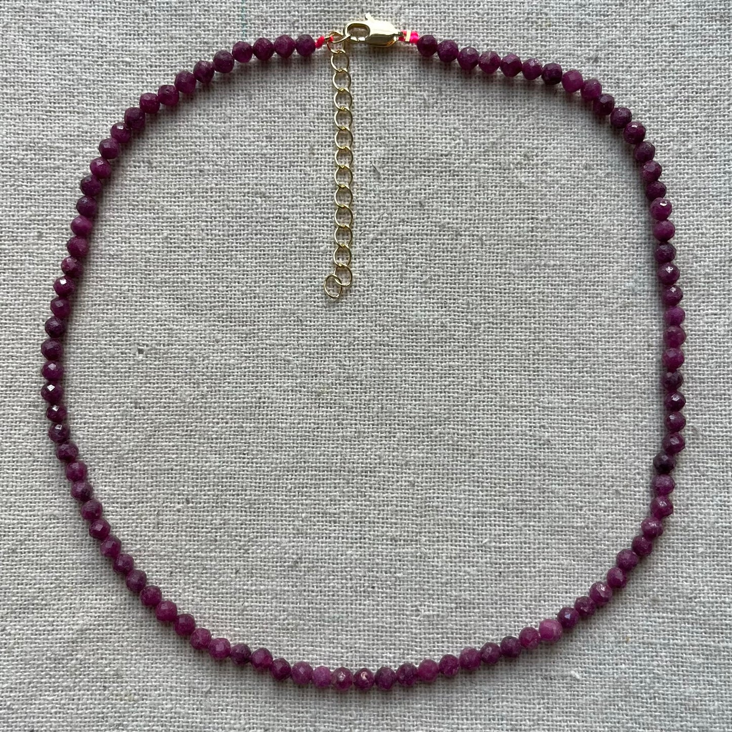 Ruby 4mm Facet Beaded Necklace - Passion