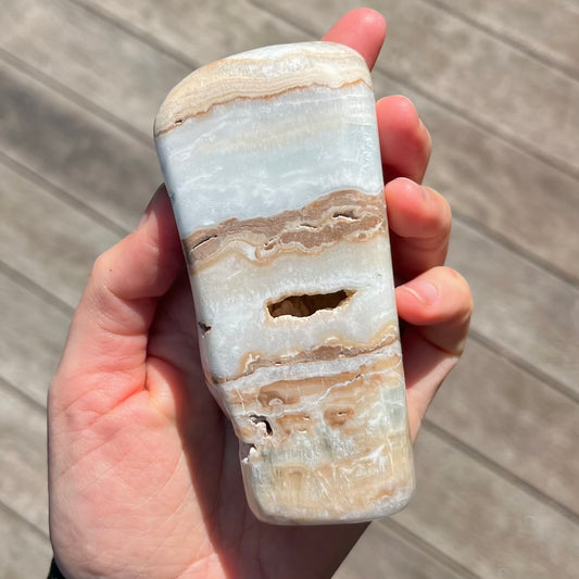 Caribbean Calcite Freeform Crystal - Soothing, Expansive, Calming