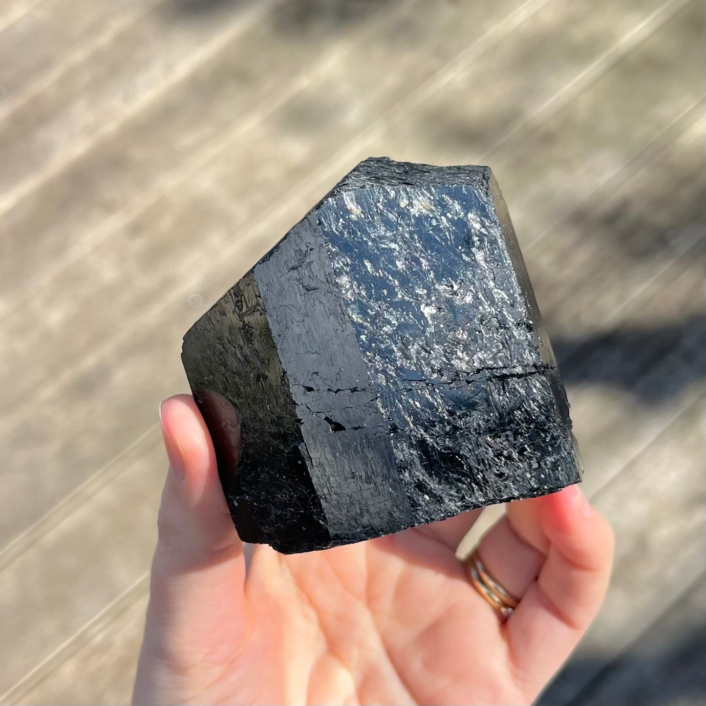 Black Tourmaline Large Raw Crystal - Protection