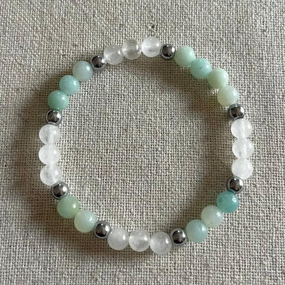 Peace & Grounding Bracelet - Amazonite, Jade & Hematite