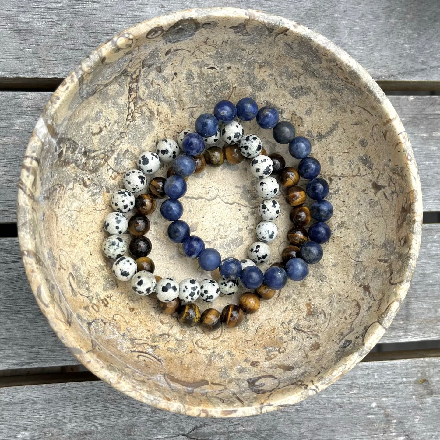 Fossil Stone Large Crystal Bowl - Protection, Grounding